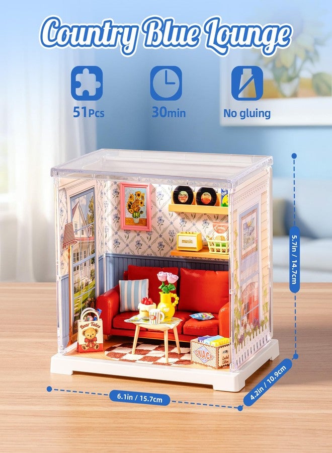 روبوتايم مجموعة روبوتيم سوبر كريتور، منزل بلاستيكي صغير، حرفة بلاستيكية قابلة للتوسيع، مجموعة بناء منزل مصغر، مجموعة صنع غرفة معيشة صغيرة، نموذج حرفي، هواية، هدية فريدة (صالة ريفية زرقاء) - Image 2